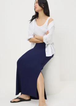 Navy Jersey Maxi Skirt