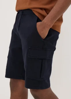 Navy Knitted Cargo Shorts