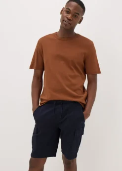 Navy Knitted Cargo Shorts