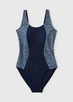 Navy Panel Sports Swimsuit