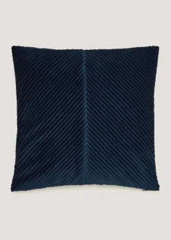 Navy Pleated Velvet Cushion