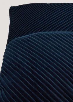 Navy Pleated Velvet Cushion
