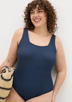 Navy Ribbed Swimsuit