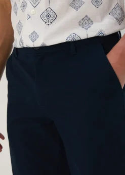 Navy Straight Fit Stretch Chinos