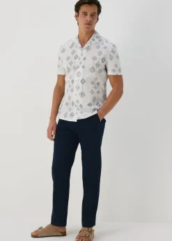 Navy Straight Fit Stretch Chinos