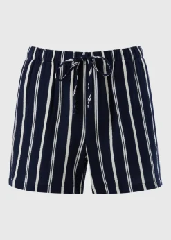 Navy Stripe Double Cloth Shorts