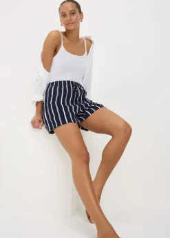 Navy Stripe Double Cloth Shorts