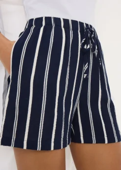 Navy Stripe Double Cloth Shorts