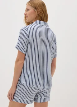 Navy Stripe Short Pyjama Set
