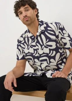 Navy Textured Abstract Shape Shirt