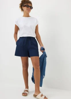 Navy Textured Jersey Shorts