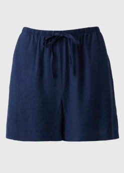 Navy Textured Jersey Shorts