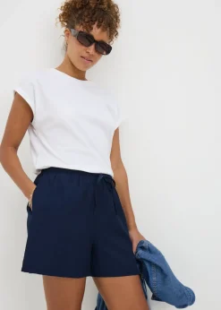 Navy Textured Jersey Shorts