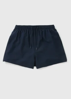 Navy Textured Seersucker Swim Shorts