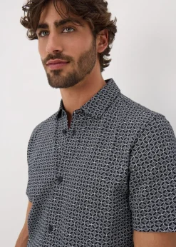 Navy Tile Print Shirt