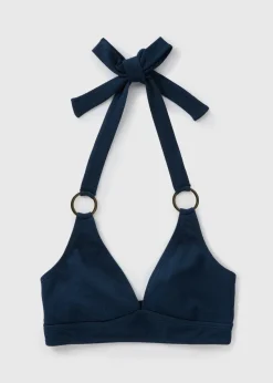 Navy V-Neck Bikini Top