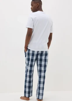 Navy Woven Check Pyjama Bottoms