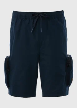 Navy Zip Parachute Cargo Shorts