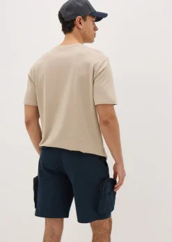 Navy Zip Parachute Cargo Shorts