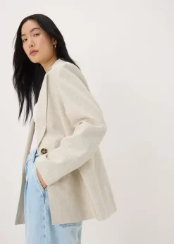 Neutral Linen Blend Blazer