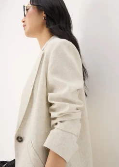Neutral Linen Blend Blazer