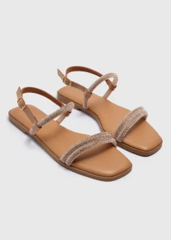 Nude Diamante Glitsy Sandals