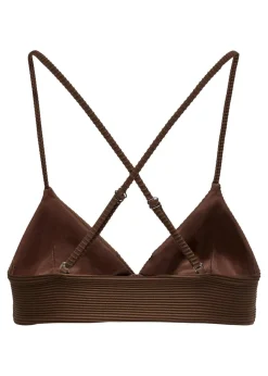 ONLY Brown Ribbed Bikini Top