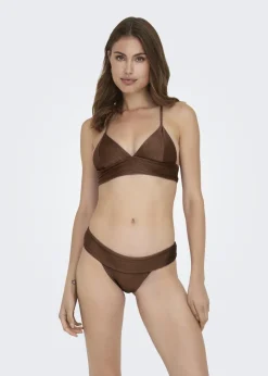 ONLY Brown Ribbed Bikini Top