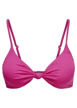 ONLY Pink Sienna Ribbed Knot Bikini Top