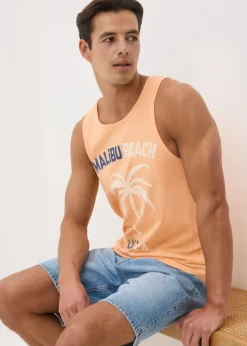 Orange Palm Tree Print Vest