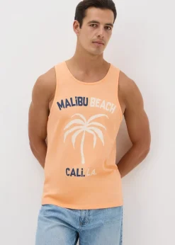 Orange Palm Tree Print Vest