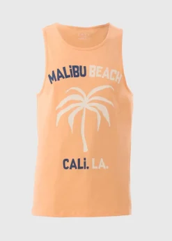 Orange Palm Tree Print Vest