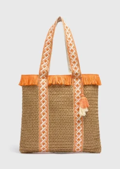 Orange Straw Beach Bag