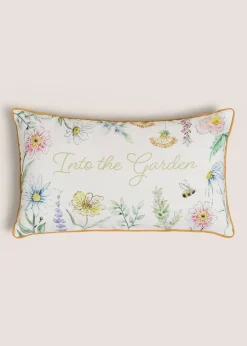 Outdoor Green Floral Bolster Cushion