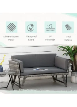 Outsunny 2 in 1Rattan Folding Chaise Lounger w/ Cushion