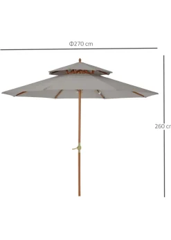 Outsunny 2.7 m Garden Parasol Umbrella, Double Tier Garden Umbrellas Outdoor Sun Umbrella