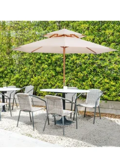 Outsunny 2.7 m Garden Parasol Umbrella, Double Tier Garden Umbrellas Outdoor Sun Umbrella