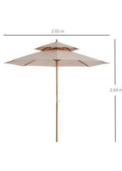 Outsunny 2.7 m Garden Parasol Umbrella, Double Tier Garden Umbrellas Outdoor Sun Umbrella