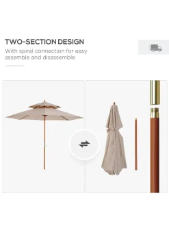 Outsunny 2.7 m Garden Parasol Umbrella, Double Tier Garden Umbrellas Outdoor Sun Umbrella