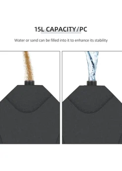 Outsunny 4 PCs Cantilever Parasol Weights Water & Sand Filled (15L)