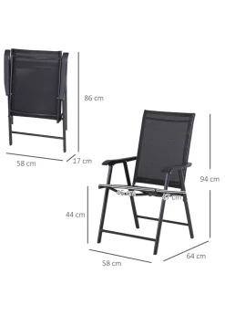 Outsunny 2 PCs Foldable Garden Chairs  (58cm x 64cm x 94cm)