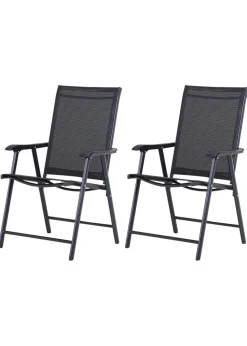 Outsunny 2 PCs Foldable Garden Chairs  (58cm x 64cm x 94cm)