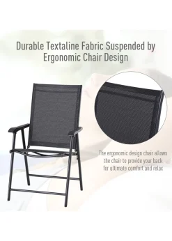 Outsunny 2 PCs Foldable Garden Chairs  (58cm x 64cm x 94cm)