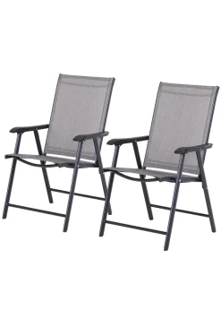 Outsunny 2 PCs Foldable Garden Chairs  (58cm x 64cm x 94cm)