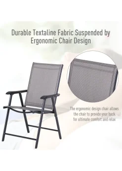 Outsunny 2 PCs Foldable Garden Chairs  (58cm x 64cm x 94cm)