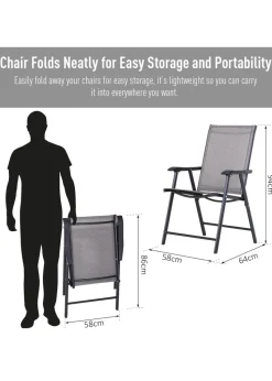 Outsunny 2 PCs Foldable Garden Chairs  (58cm x 64cm x 94cm)