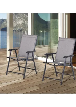 Outsunny 2 PCs Foldable Garden Chairs  (58cm x 64cm x 94cm)