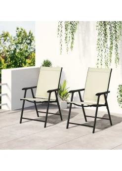 Outsunny 2 PCs Foldable Garden Chairs  (58cm x 64cm x 94cm)