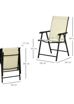 Outsunny 2 PCs Foldable Garden Chairs  (58cm x 64cm x 94cm)