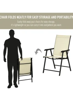 Outsunny 2 PCs Foldable Garden Chairs  (58cm x 64cm x 94cm)